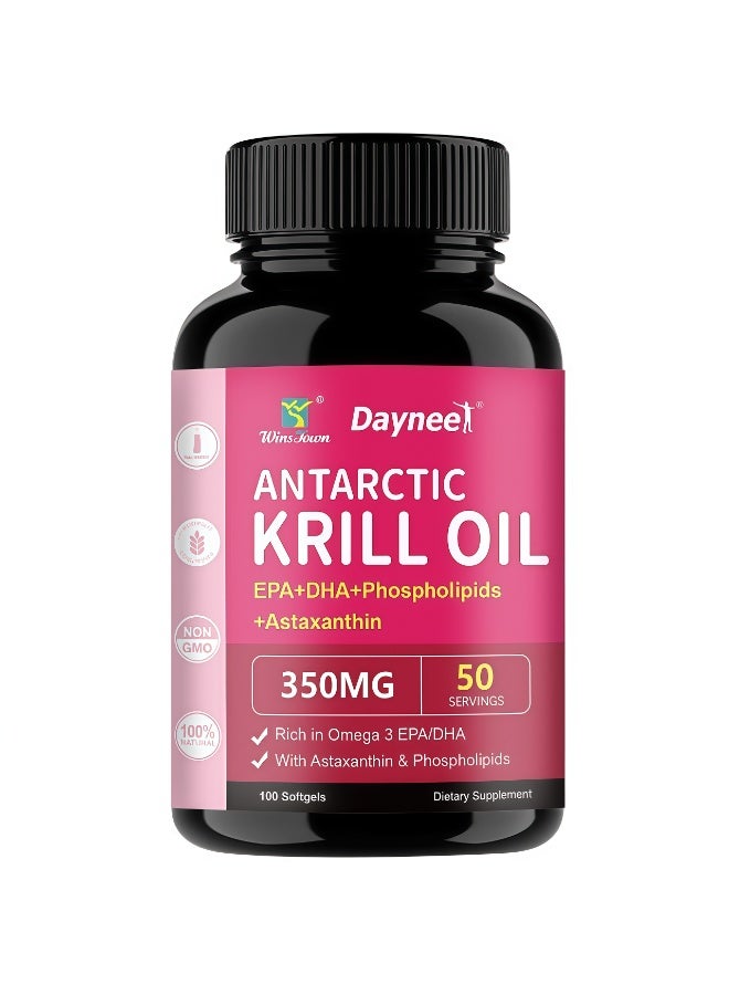Winstown Antarctic Krill Oil Softgels | 350mg/capsule Rich in Omega-3 + Phospholipids + Astaxanthin | 100 capsules (50-day supply) - Image 1